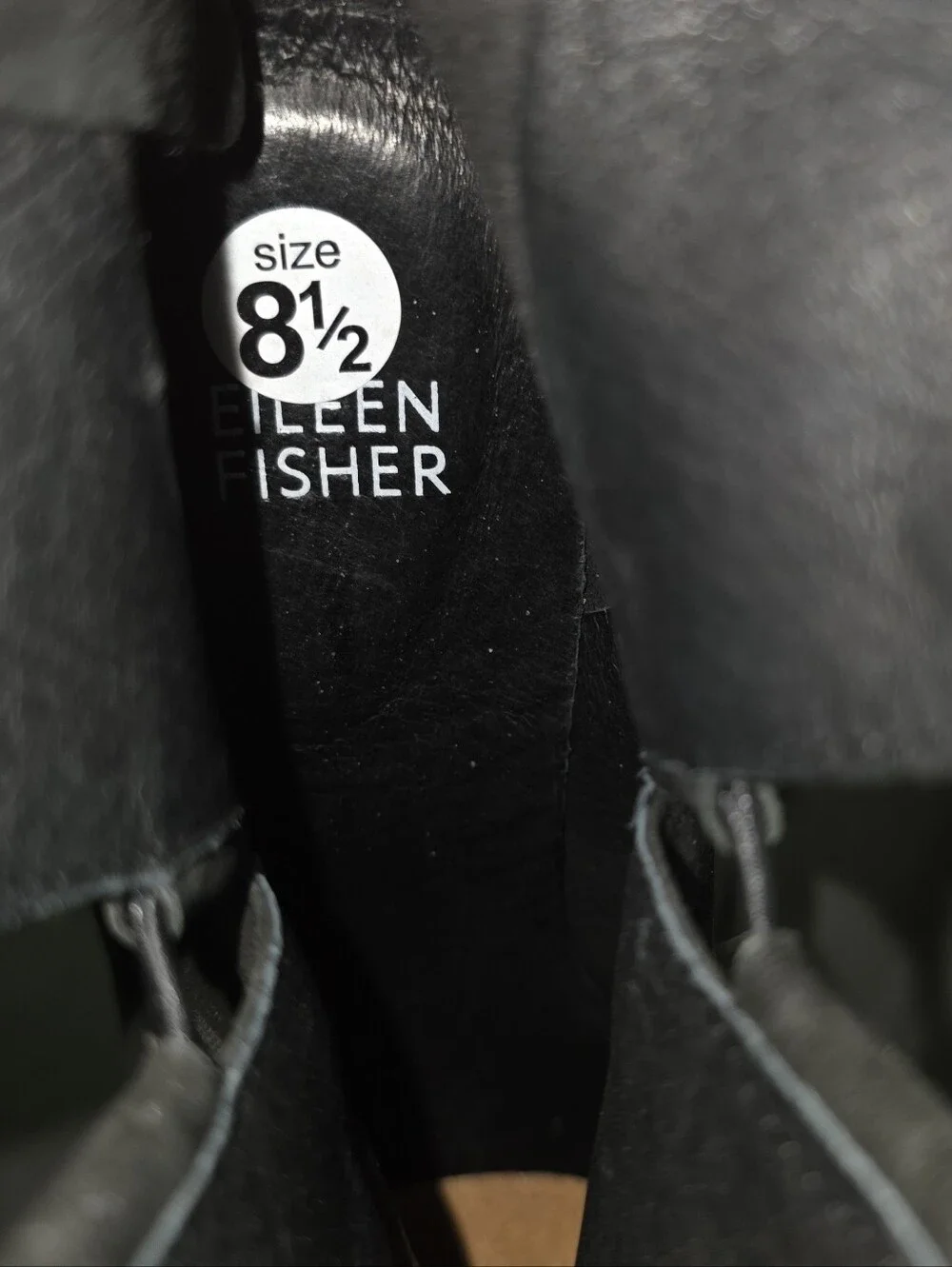 EILEEN FISHER Black Nubuck Leather Tote‎ Demi Wedge Bootie - Size 8 1/2